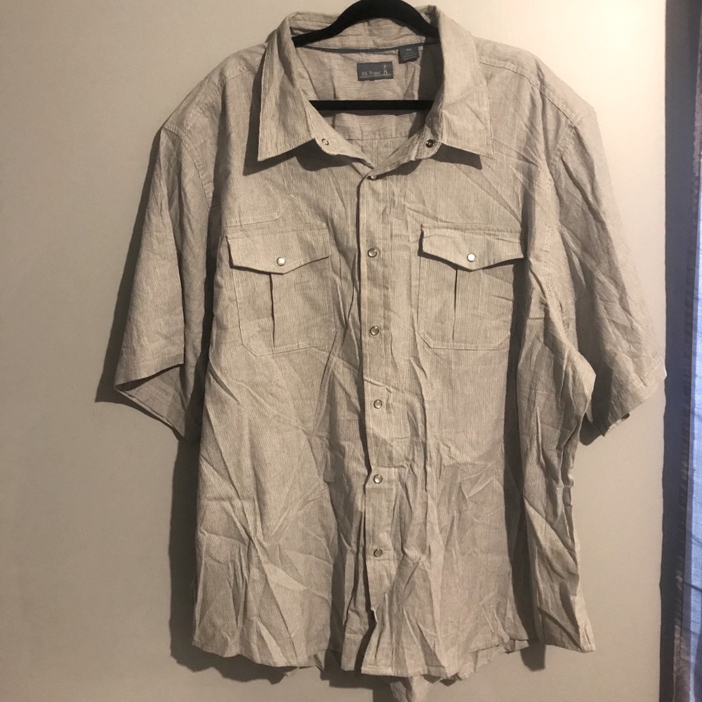 Men’s pearl snap casual short sleeve shirt 4XL